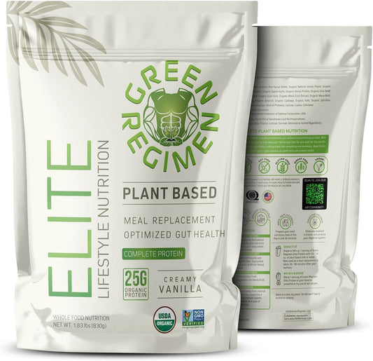Elite Plant-Based Protein Powder - 25g Complete Hemp & Pea Protein, Meal Replacement High-Protein Vegan Shake, NonGMO, Gluten-Free, Dairy-Free, Low Carb - (Vanilla - 1 Month Supply)