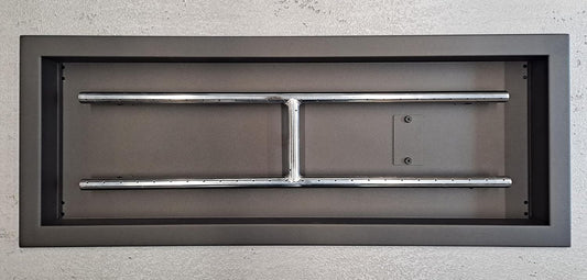 Drop-in Fire Pit Pan and Burner, 30" x 10", Stainless Steel, Black-Bronze