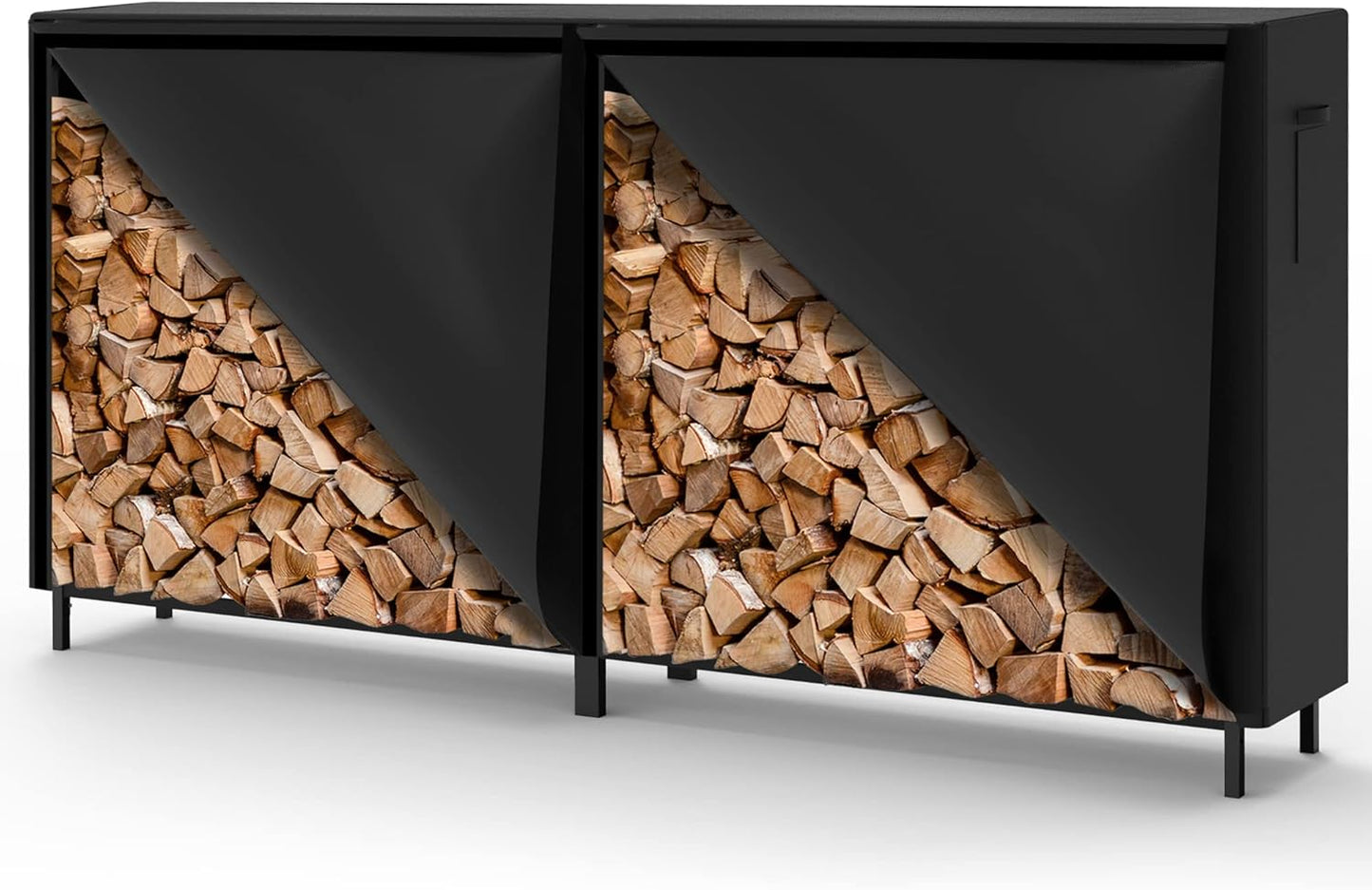 Ultrahaus 8ft Outdoor\/Indoor Firewood Rack with Oxford Fabric Cover, Weather Resistant Fireplace Firewood Rack with Cover, Wood Rack for Firewood