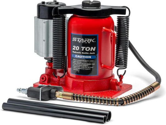 XtremepowerUS Low Profile 20 Ton Air-Operated Hydraulic Bottle Jack (44,000 LBS) Air Tools Manual Jack Air Jack with Hand Pump Handle