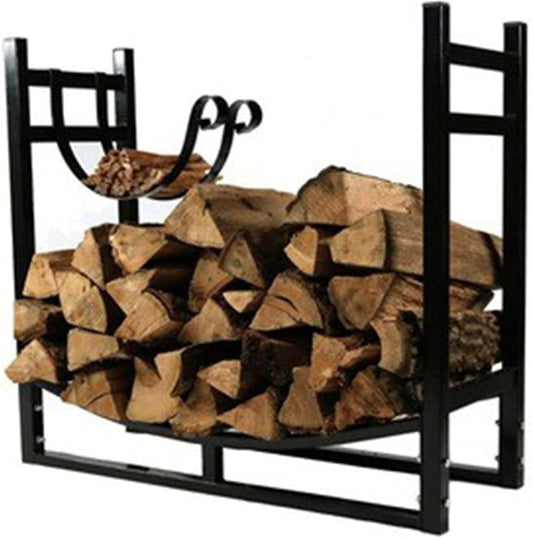 Firewood Log Holder,Outdoor Firewood Racks Outdoor Camper Large Firewood Holder Metal, Modern Black Log Store Rack Heavy Duty, Wood Stand Brackets for Farmhouse Yard Fireplace