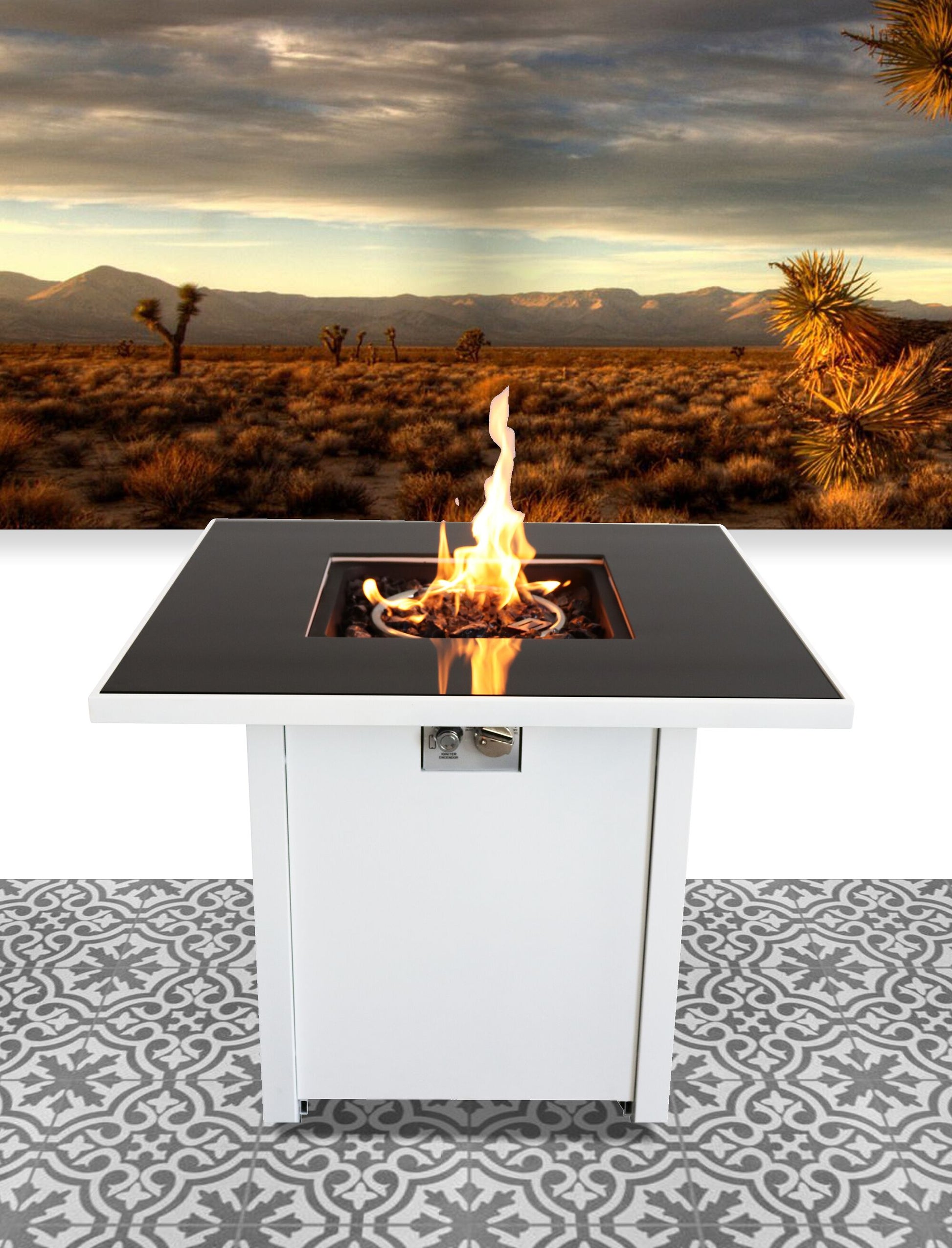 Runesay 30-in W White Steel Wood-Burning Fire Pit