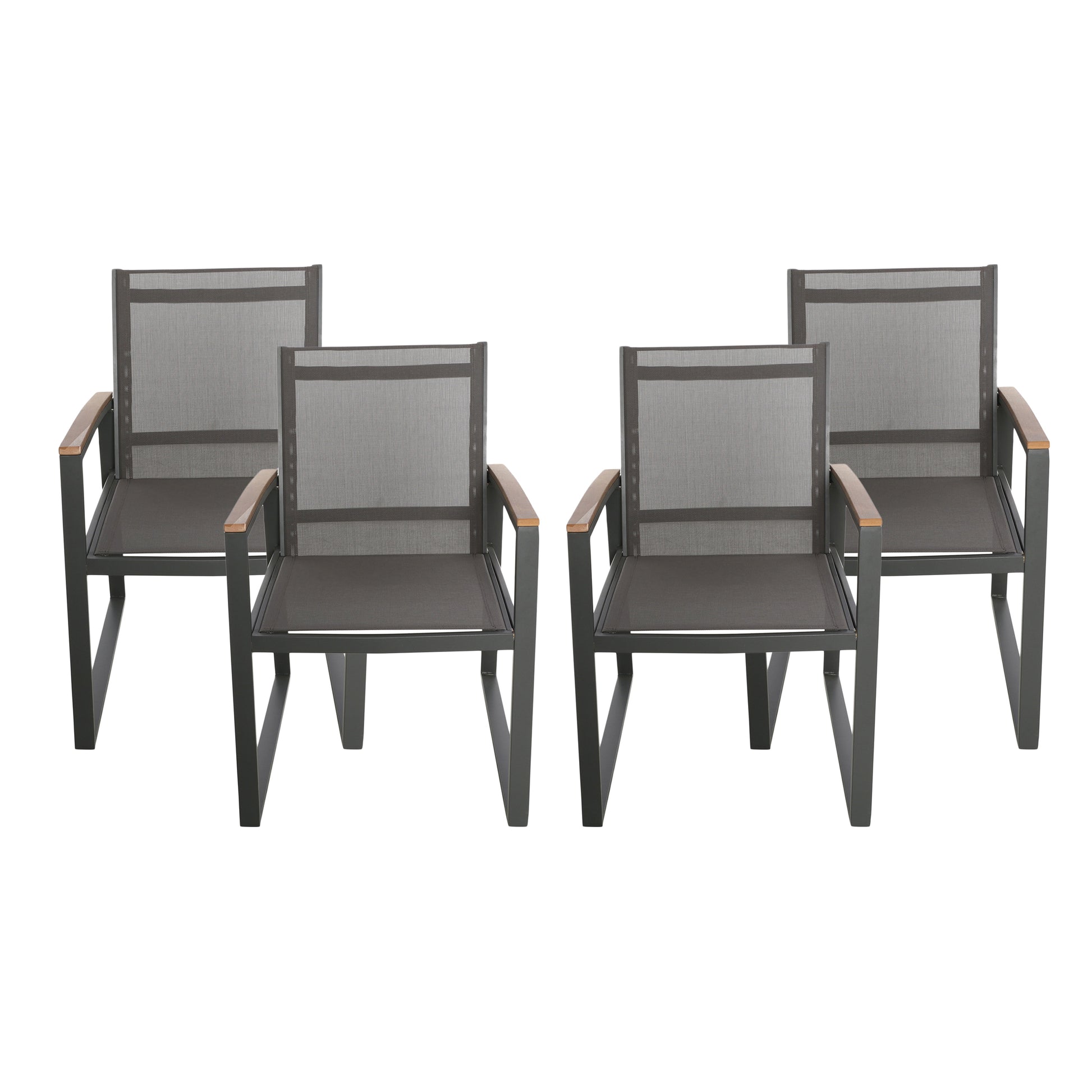 Christopher Knight Home Glasgow Aluminum Outdoor Dining Chairs with Faux Wood Accents