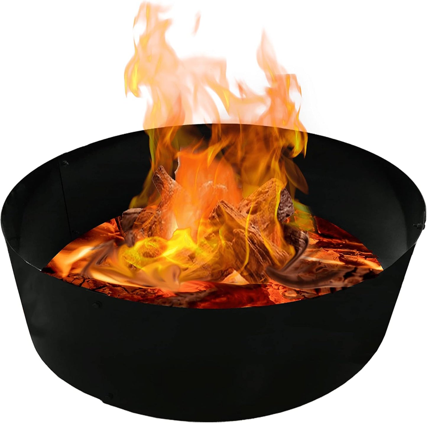 SIMOND STORE Portable Fire Pit Ring Liner - 24" X 12" No Bottom 2mm Heavy Duty Steel Round Fire Pit Insert - Above or In-Ground DIY Fire Ring Insert for Outdoor Garden, Patio, Camping & Bonfire
