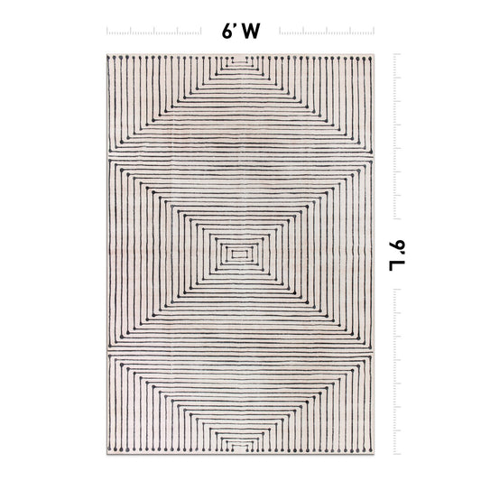 World Rug Gallery Stanford 6 x 9 (ft) Flatweave Beige Rectangular Indoor Geometric Global Machine washable Pet Friendly Area rug