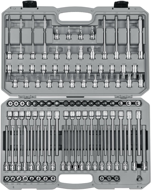TEKTON 3/8 Inch Drive Hex, Torx, TR Torx, Phillips, Slotted, Square, Triple Square Bit Socket Set with Case (110-Piece) | SHB91317