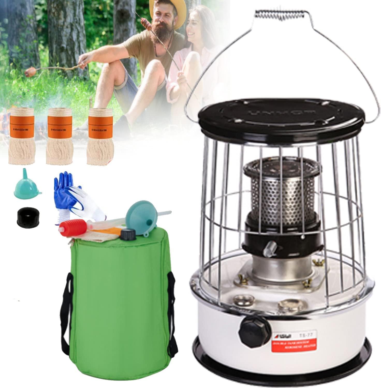 Hiedmeil Kerosene Stove Heater, 6L Outdoor Camping Kerosene Diesel Stove, Portable Fuel Oil, Suitable for Household Heating, Patio Christmas Party Camping Heating,B (A)