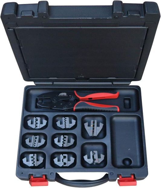 12 Die Electricians Cable Crimping Kit - Rhino Tools Quick Change Crimper