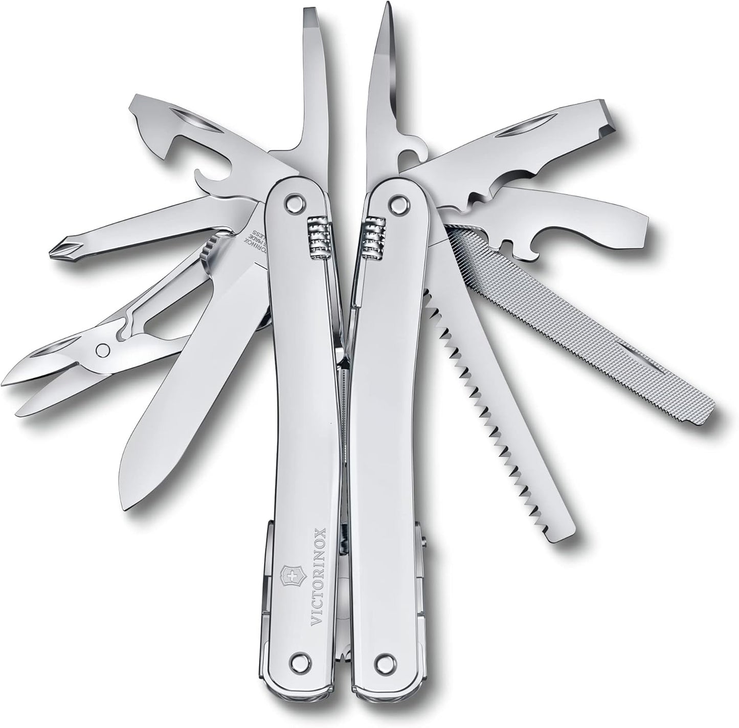 Victorinox Swiss Tool Spirit MX Swiss Army Knife, 24 Function Swiss Made Multitool with Large Blade, Pliers and Wire Cutter - Silver with Nylon Pouch