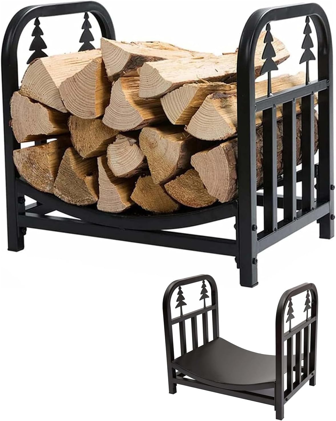 Patio Firepit Wood Stacking Holder, Small 45cm Firewood Log Rack for Indoor Outdoor, Lumber Storage Carrier for All Seasons