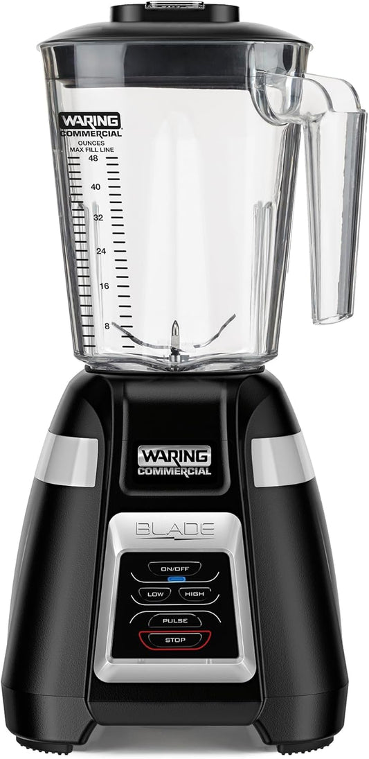 Waring Commercial BB320 Blade 1 HP Blender, Toggle Switch Controls with Pulse feature, 48 oz BPA Free Copolyester Stacking Container, 120V, 5-15 Phase Plug Black