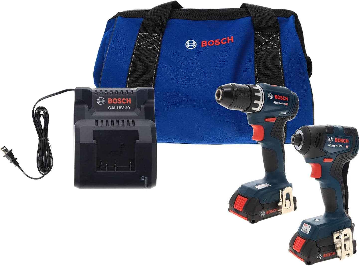 Bosch GXL18V-27B22 18V Professional Grade 2-Tool Combo Kit with 2 18V Batteries and Battery Charger (Renewed)