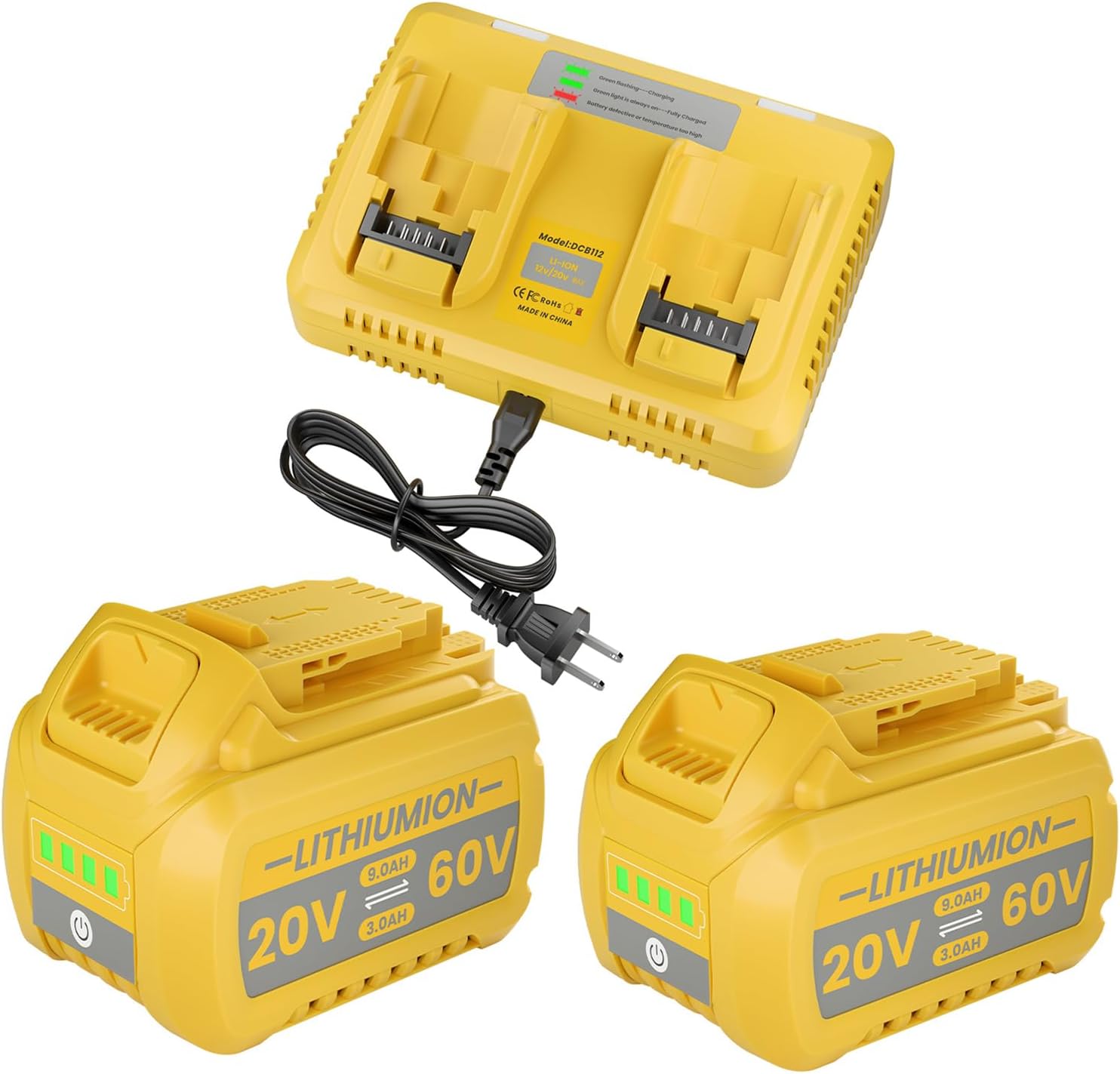 POWTREE 9.0Ah Replacement for Dewalt 20V\/60V DCB609 Battery Compatible for Dewalt 20V Flex Volt Battery DCB609 DCB606 DCB612 Cordless Tools-Compatible with All 20V\/60V max Battery Chargers
