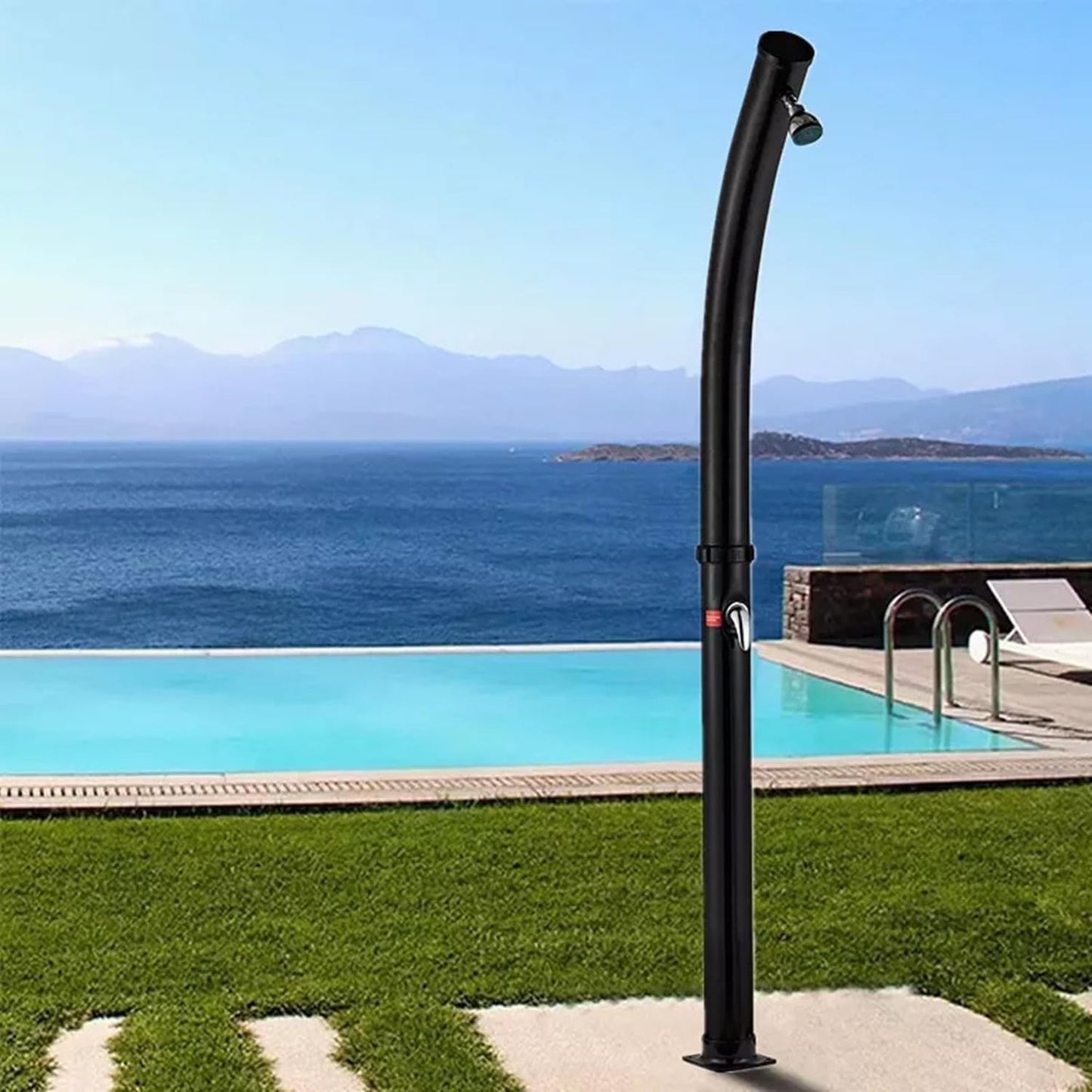 Solar Shower Bag, Outdoor Shower kit Outdoor Solar Shower 5.2 Gallon, Freestanding Portable Shower Spa Set with Shower Head and Foot Shower Tap, for Poolside Pool Area, Beach House, Black