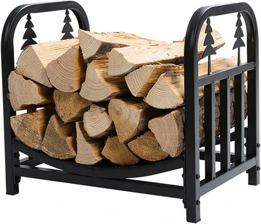Small 45cm Firewood Log Rack for Indoor Outdoor, Patio Firepit Wood Stacking Holder, Lumber Storage Carrier for All Seasons