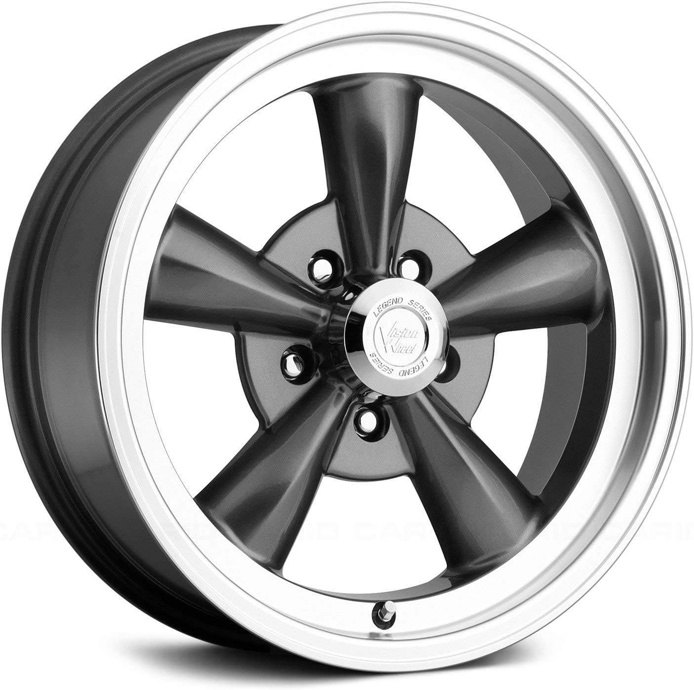 Vision 141 Legend5 Сustom Wheel - Gunmetal with Machined Lip 15" x 8", 0 Offset, 5x139.7 Bolt Pattern, 87.1mm Hub