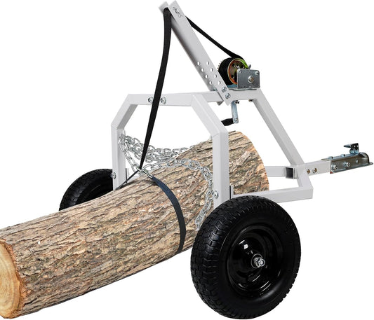20” Log Skidding Arch& Holder Set, 1000 Lbs Capacity Log Skidder, Durable Steel Rustproof Log Dolly with Manual Winch, Choker Chain& Binder, Dolly Set for Farm Wood Transport, 51'' x 20'' x 42.5''