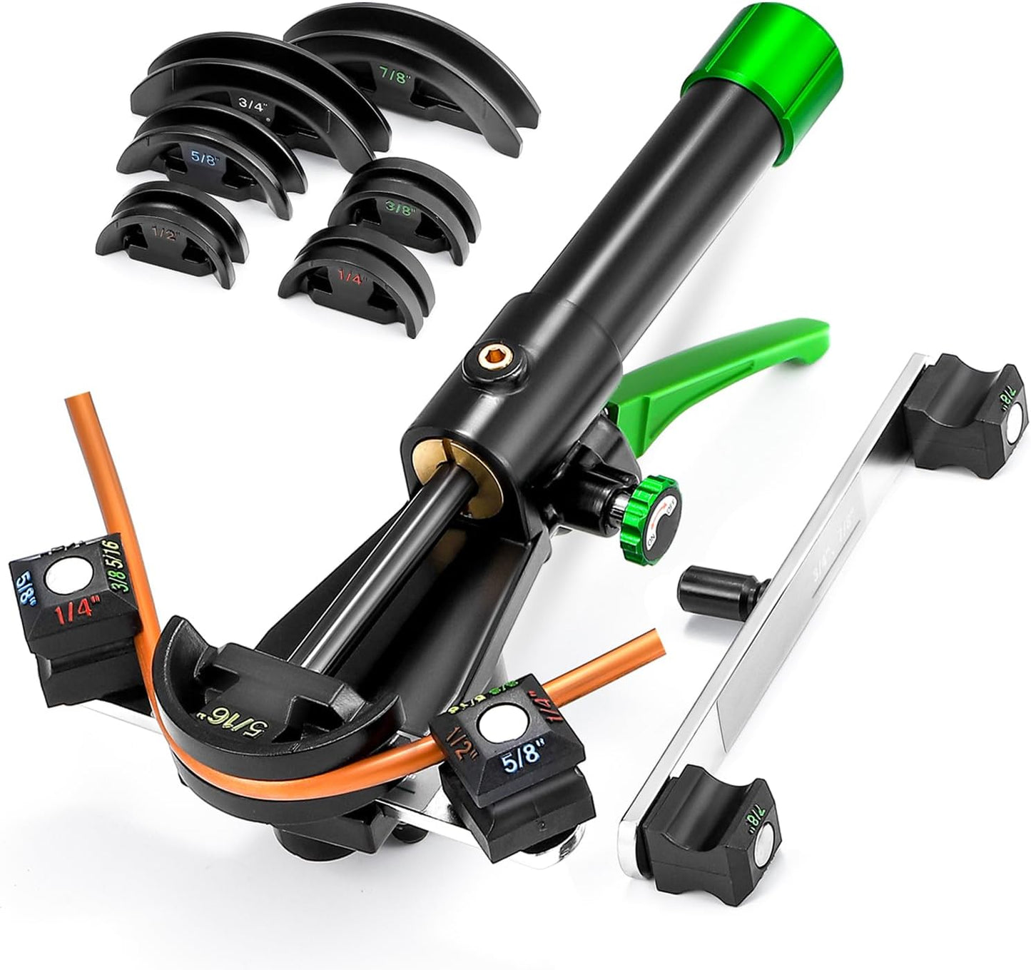 Bonvoisin Hydraulic Tubing Bender Kit 1/4"-7/8" Copper Tube Bender HVAC Pipe Bender Tool Set 90° Bend with 7 Dies for Refrigerator Air Conditioner Repair