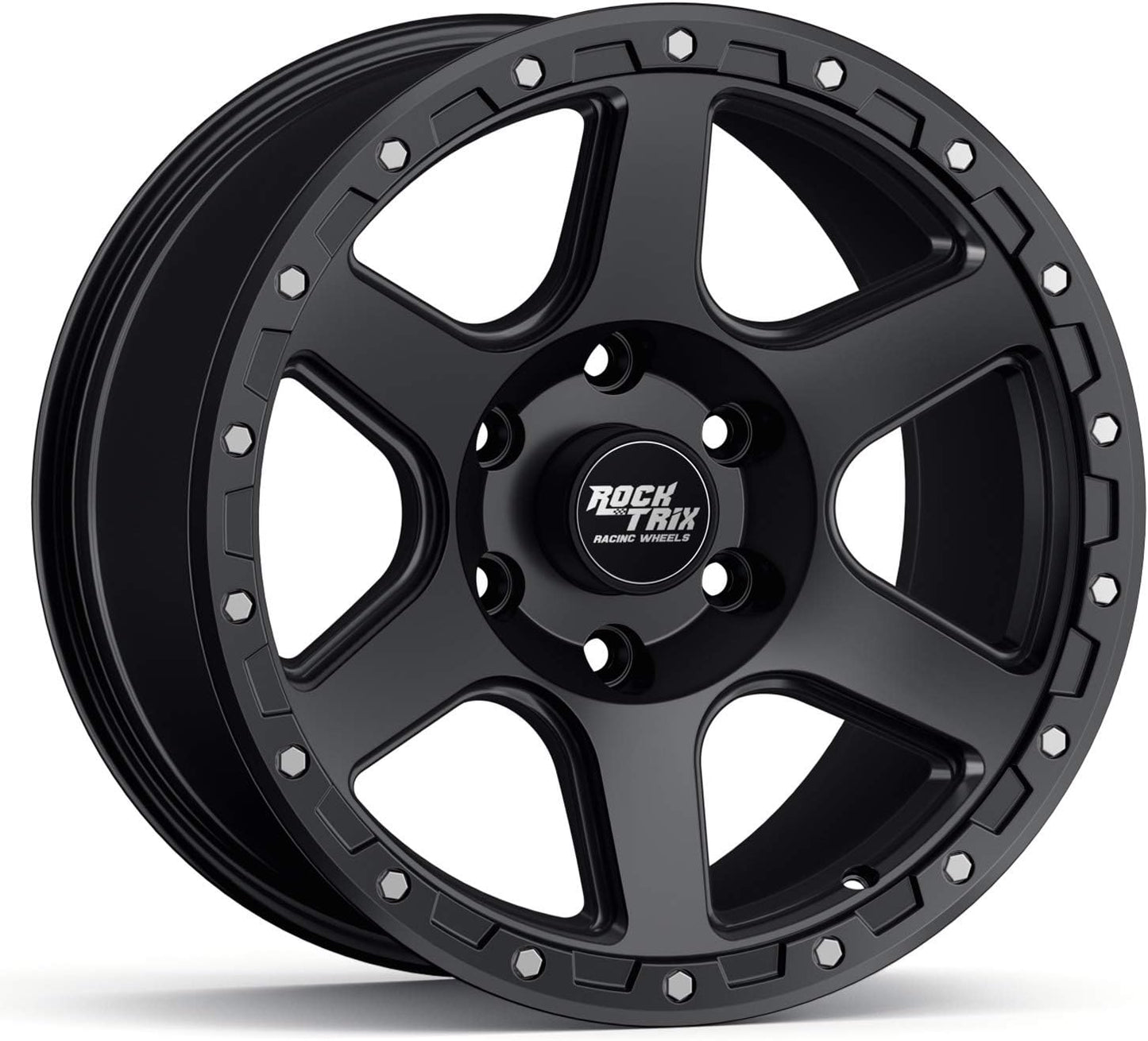 RockTrix RT112 17 inch Wheel Compatible with 2001+ Toyota Tacoma 6x5.5" (6x139.7) Bolt Pattern, 17x9 (-12mm Offset), 106.1mm Bore, Matte Black, Also fits 2002+ 4Runner, FJ Cruiser, 99-06 Tundra