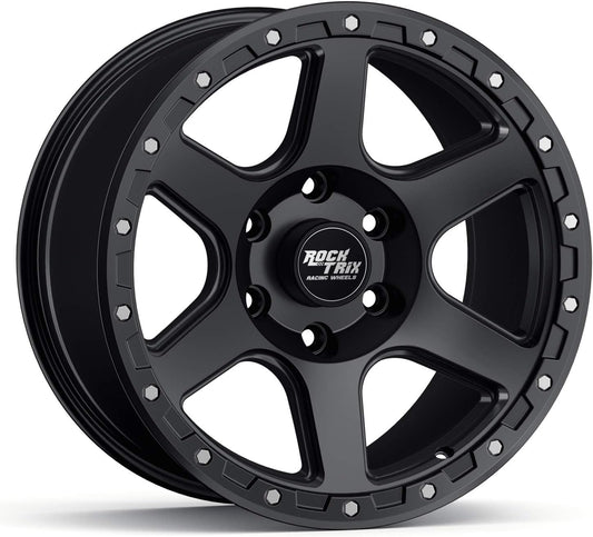 RockTrix RT112 17 inch Wheel Compatible with 2001+ Toyota Tacoma 6x5.5" (6x139.7) Bolt Pattern, 17x9 (-12mm Offset), 106.1mm Bore, Matte Black, Also fits 2002+ 4Runner, FJ Cruiser, 99-06 Tundra