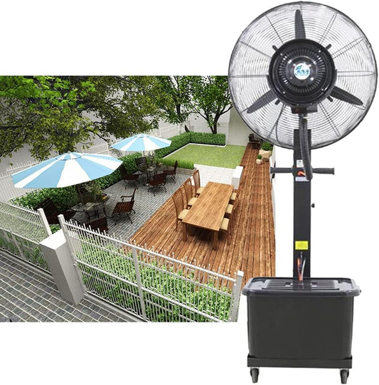 Misting Fan Outdoor Commercial Oscillating Pedestal Fan with Mist for Patio, Outside Restaurant, Garage, Gym, Factory Workshop, 3 Cooling Speeds