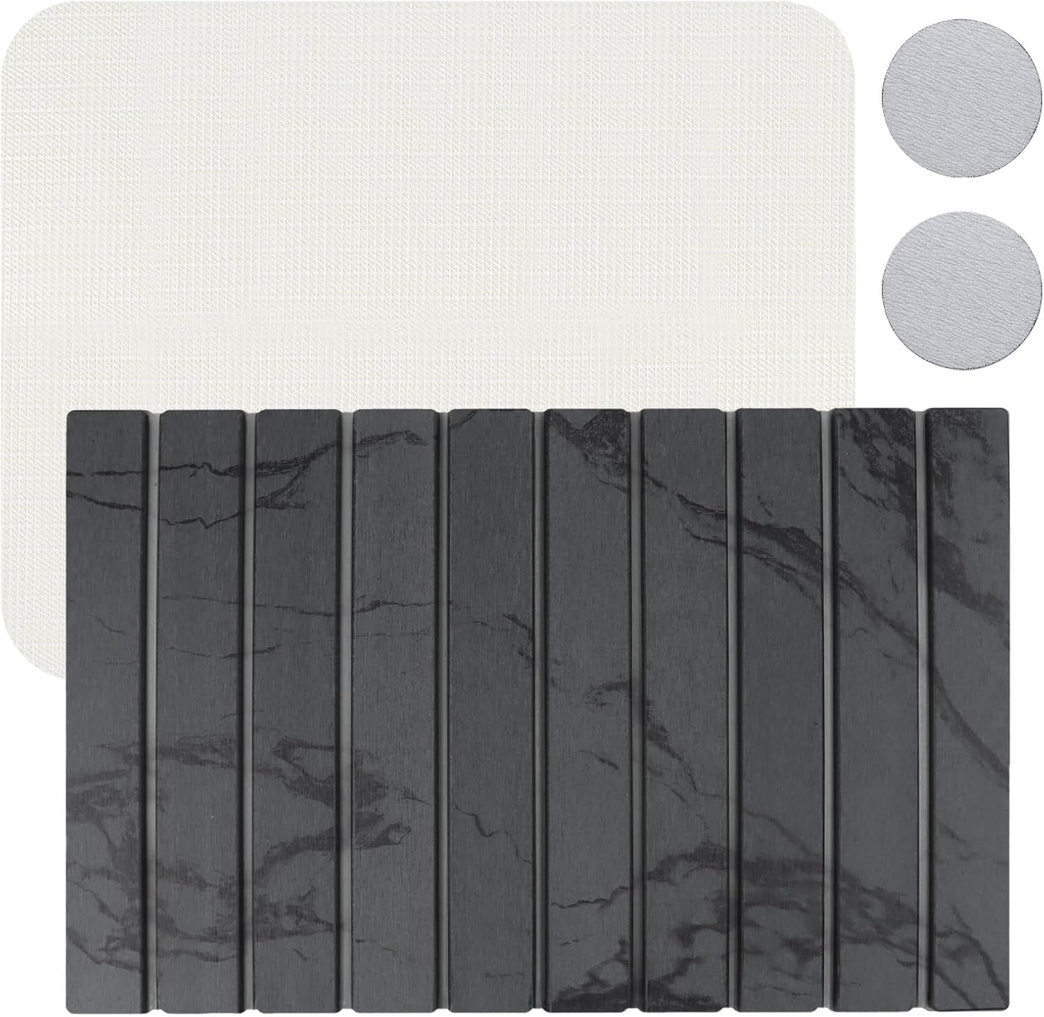 23*16'' Large Diatomaceous Earth Stone Quick Drying Mat For Kitchen Counter Bathroom Foldable and Absorbent Drying Stone Mat Home Pad Fast-Drying Floor Mat Dark Gray
