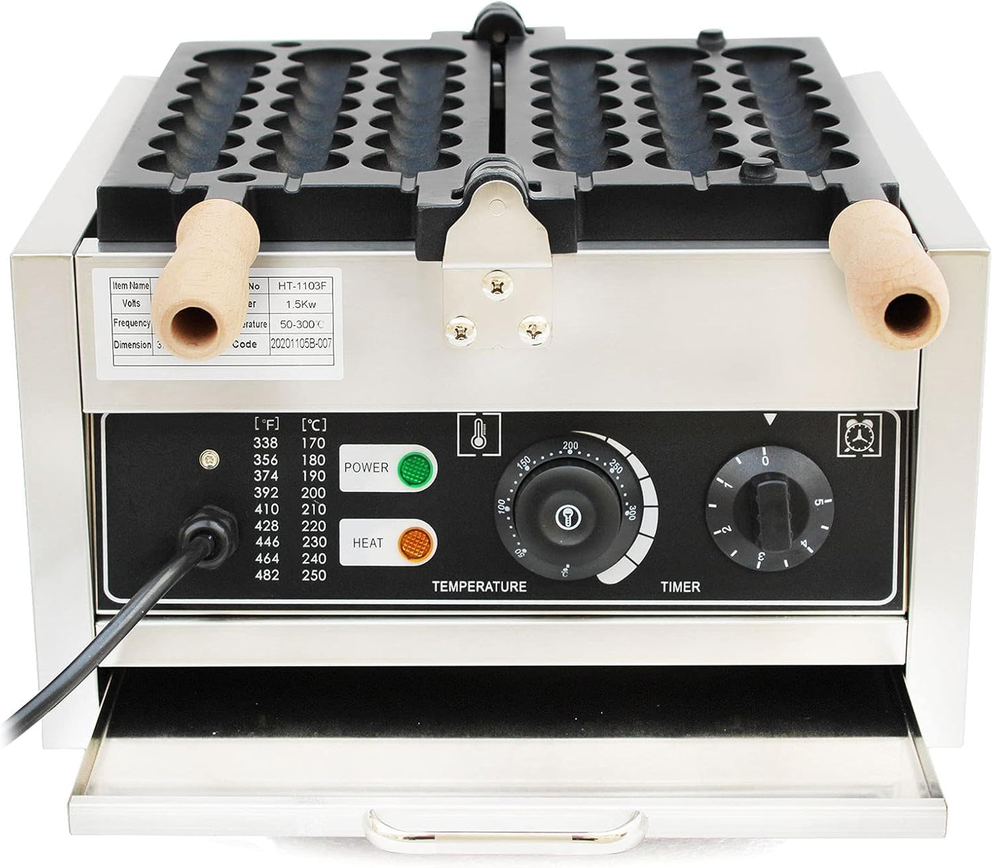 110V 1500W Commercial Ball Waffle Maker Egg Waffle Maker Nonstick Bubble Waffle Maker Waffle Ball Maker