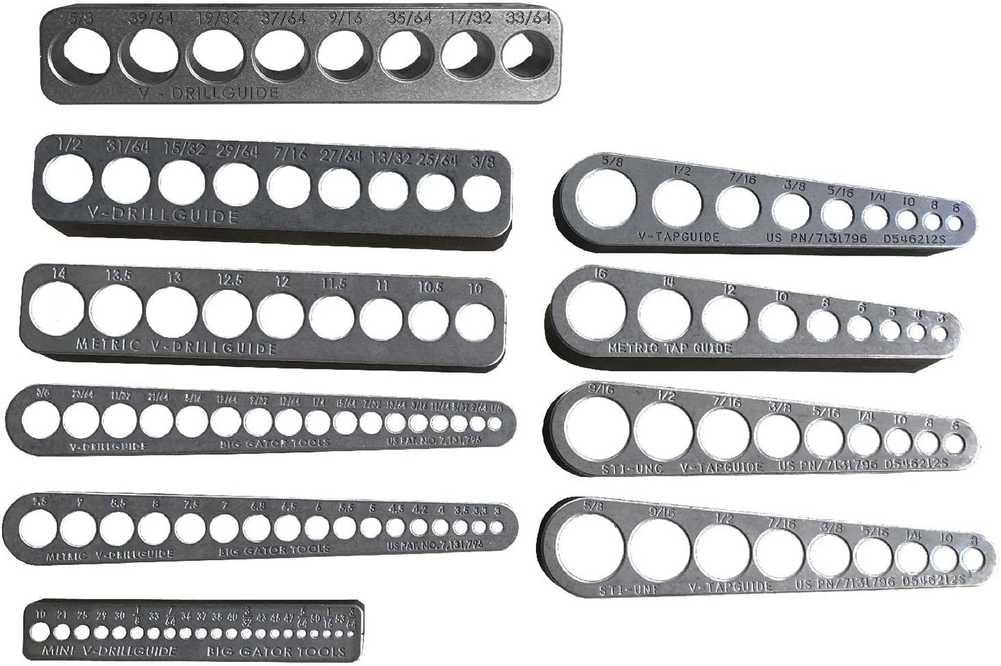 The Ultimate Big Gator Set - 10 pc set - Big Gator Tools V-DrillGuides & V-TapGuides