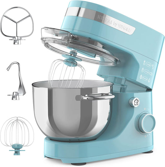 WHALL Stand Mixer - 5.5Qt 12-Speed Tilt-Head Electric Kitchen Mixer with Dough Hook/Wire Whip/Beater, Stainless Steel Bowl (Blue) New