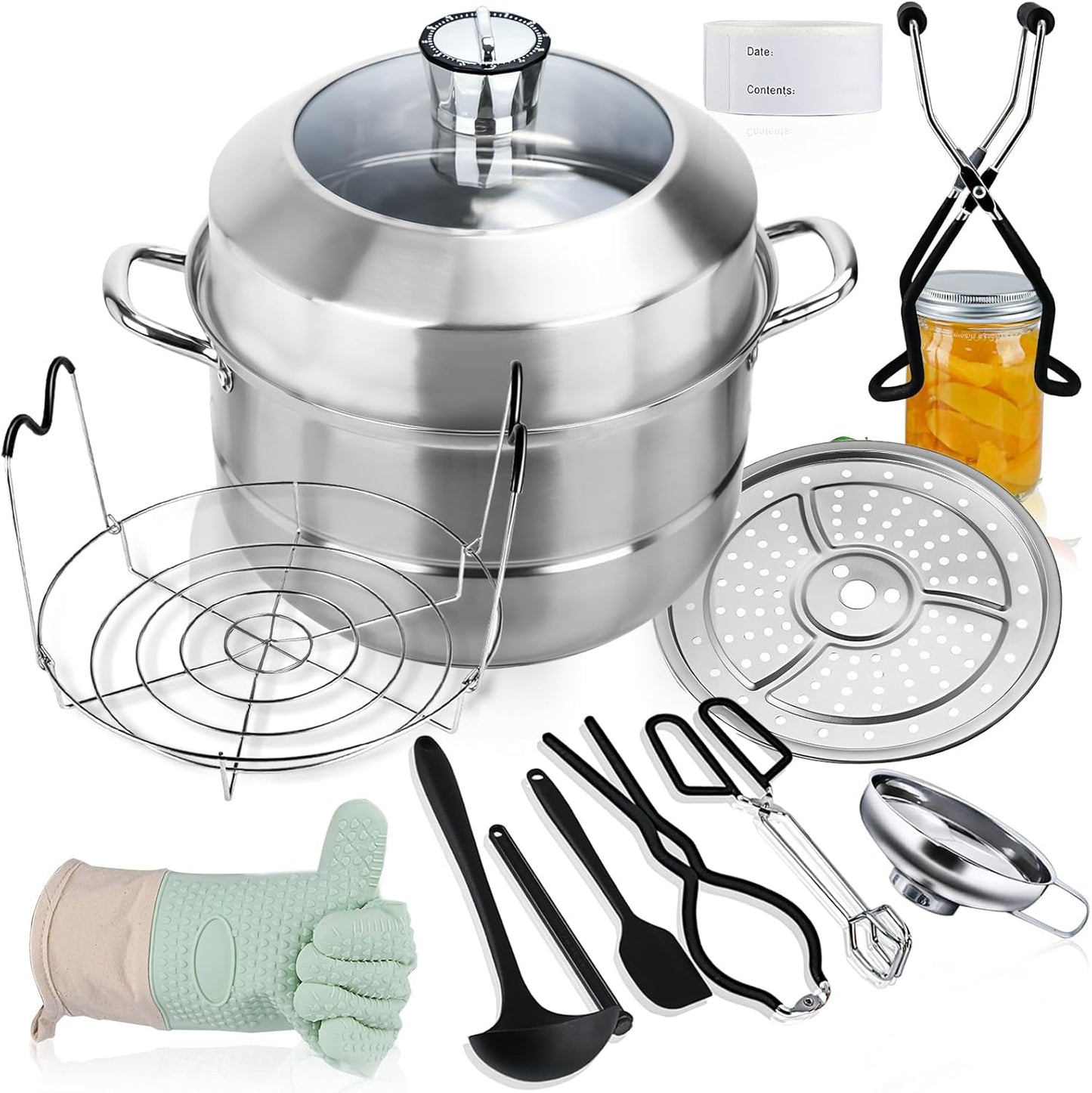 Canning Pot-Canning supplies starter kit, Stainless Steel Canning Tool Kit, Water bath canner with rack for canning