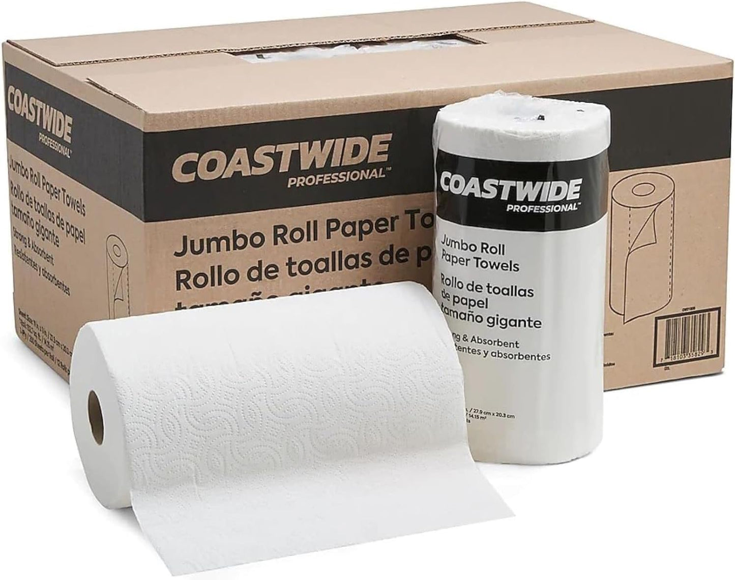 2-Ply Jumbo Kitchen Paper Towels, 250-Sheets Per Roll, 12-Pack, White