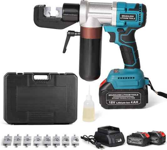 DOOROOM Electric Hydraulic Cable Lug Crimping Tool,12 AWG to 2\/0 AWG Terminal,Cable,Wire Electric Crimper Tool Kit,Battery Crimp Tool Kits with 8 Dies