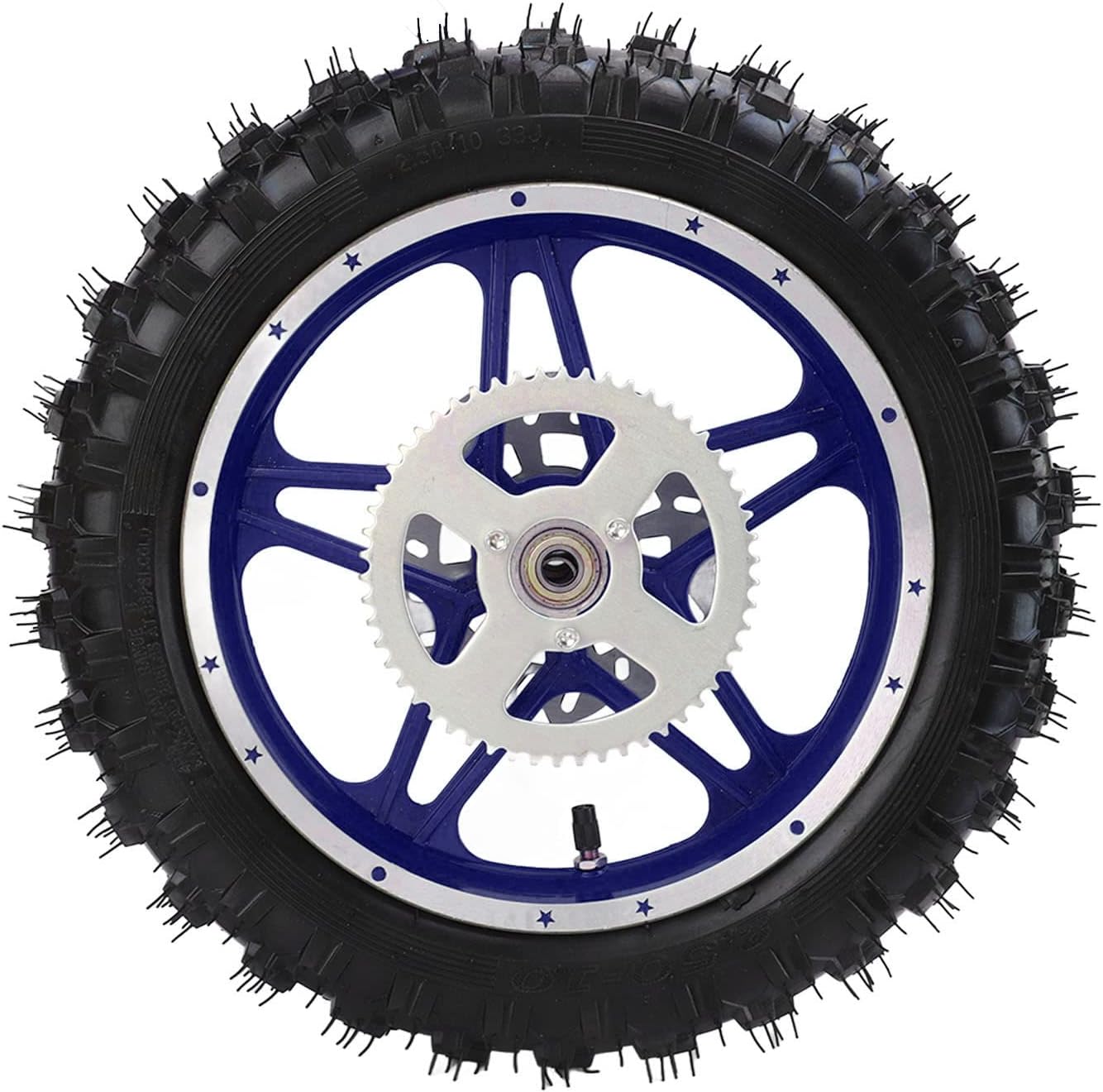 2.5‑10in Rear Wheel Assembly, Blue Motorcyle Rear Wheel Pit Bike Rear Wheel with Tire Disc Bearing Sprocket for Off Road Motorcycle Dirt Pit Bike
