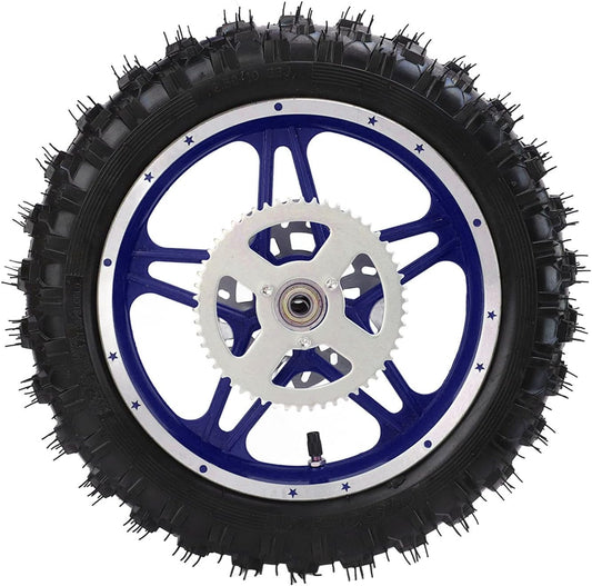 2.5‑10in Rear Wheel Assembly, Blue Motorcyle Rear Wheel Pit Bike Rear Wheel with Tire Disc Bearing Sprocket for Off Road Motorcycle Dirt Pit Bike