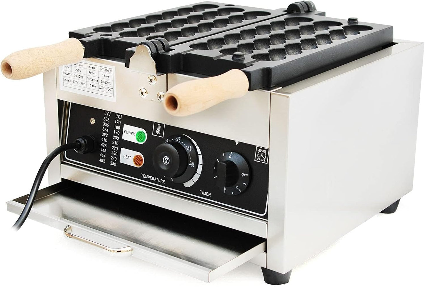 Electric Ice Cream Cone Waffle Maker Machine 1200W Stainless Steel Nonstick Surface for Commercial Home Use (Waffle Ball Stick Maker)