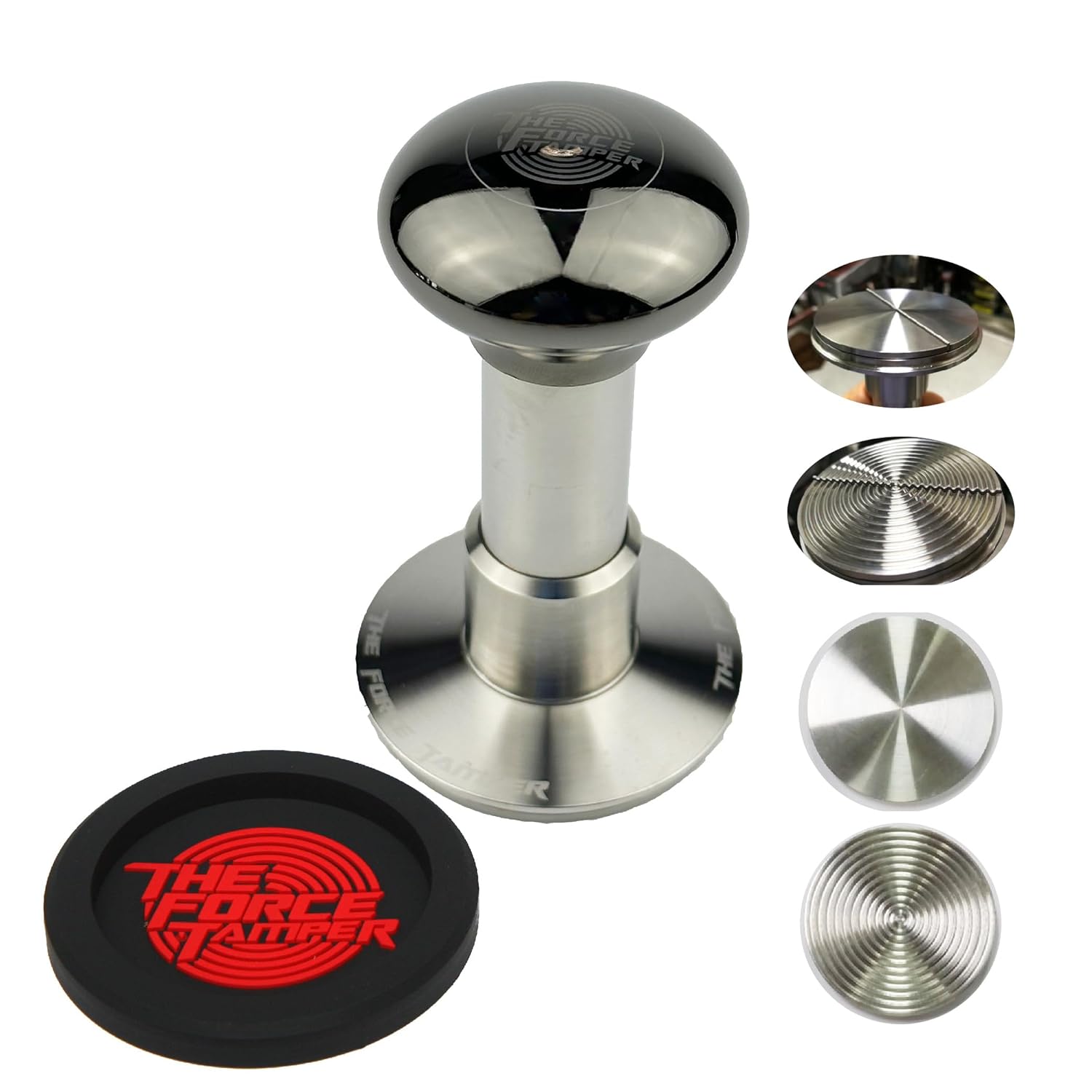 KuGuo The Force Tamper Automatic Impact Adjustable Constant Pressure and Autoleveling Coffee Tamper Black Mirror Jellyfish AL Handle Set Pro (Duo-Distribute Set, 58.50mm)