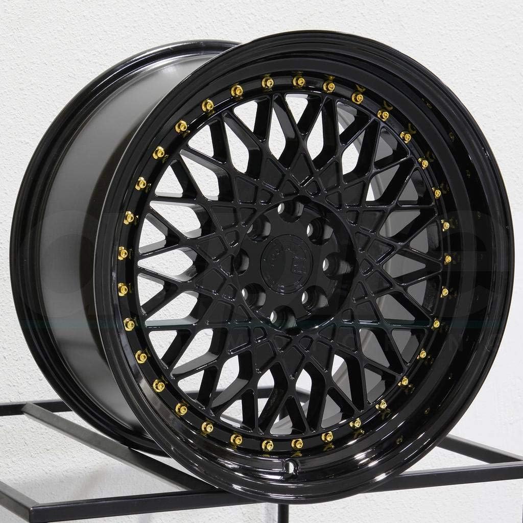 AodHan Wheels Rim AH-05 15x8 4x100/114.3 73.1CB +20 FULL BLACK (GOLD RIVET)