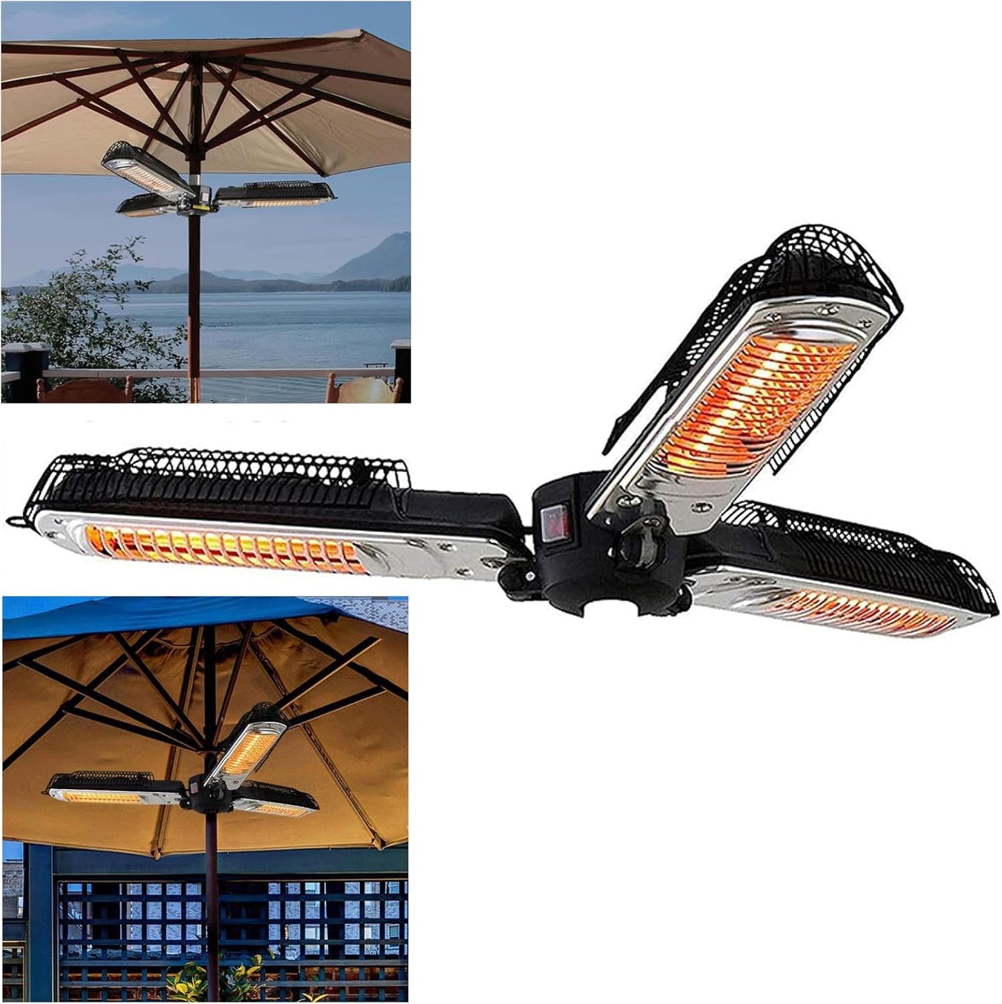 Umbrella Heater Electric,Outdoor Heaters for Patio/Electric Hanging Instant Heat/Garden Barbecue Party/Folding Heaters,500W/1000W/1500W