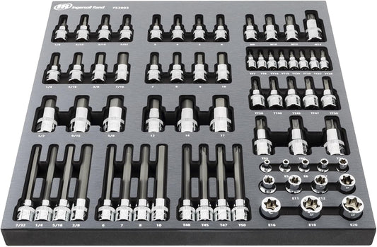 Ingersoll Rand 66-Piece Master Torx and Specialty Bit Socket Set \u2013 S2 Steel Bits, Chrome Vanadium Socket Bodies, Vertical Knurling, EVA Tray with Size Markings \u2013 752003