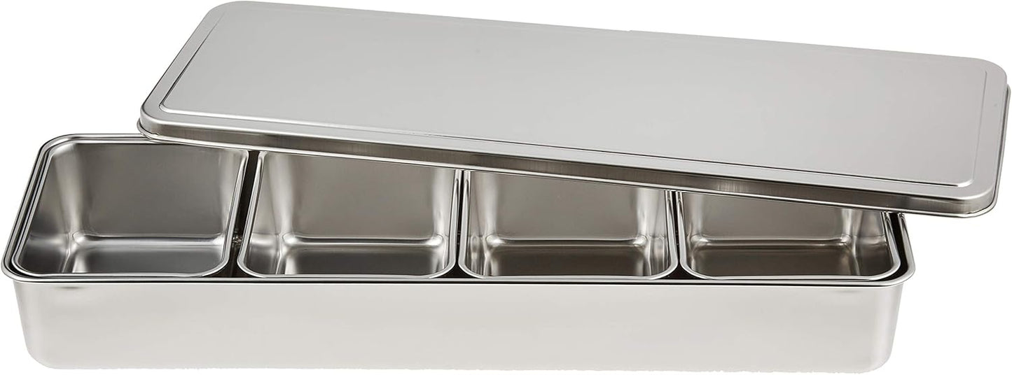 Endo Shoji TKG AYK11004 Seasoning Condiment Container, Length 17.1 x 5.7 x 2.4 inches (435 x 145 x 60 mm), Storage Container, Various Uses, Made of Rust Resistant Stainless Steel, Hygienic, Commercial