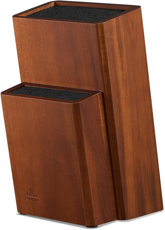 ENOKING Universal Knife Block without Knives, Acacia Wood Knife Holder\/Knife Organizer with Removable Plastic Bristles for Kitchen Counter Knife Storage Rack