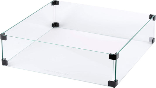MASE 19-Inch Wind Guard Glass for Classic Square Outdoor Patio Propane Gas Fire Pit Table