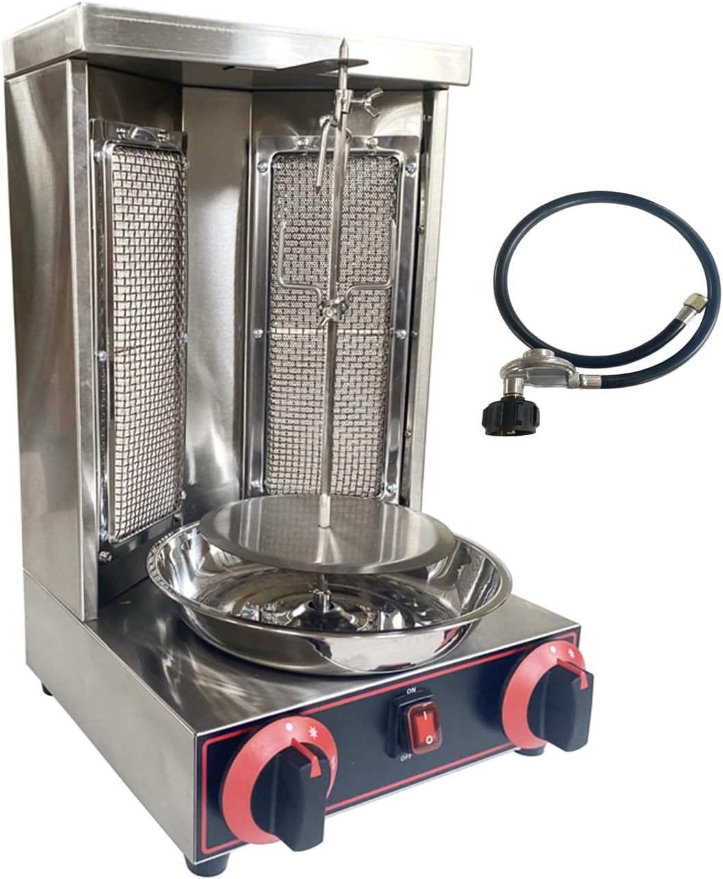 LPG Shawarma Doner Kebab Machine Gas Vertical Broiler Kebab Gyro Grill Machine with 2 Burner