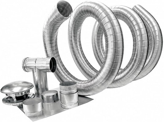 Ameri-Vent Chimney Liner, 5" x 35 ft, Aluminum