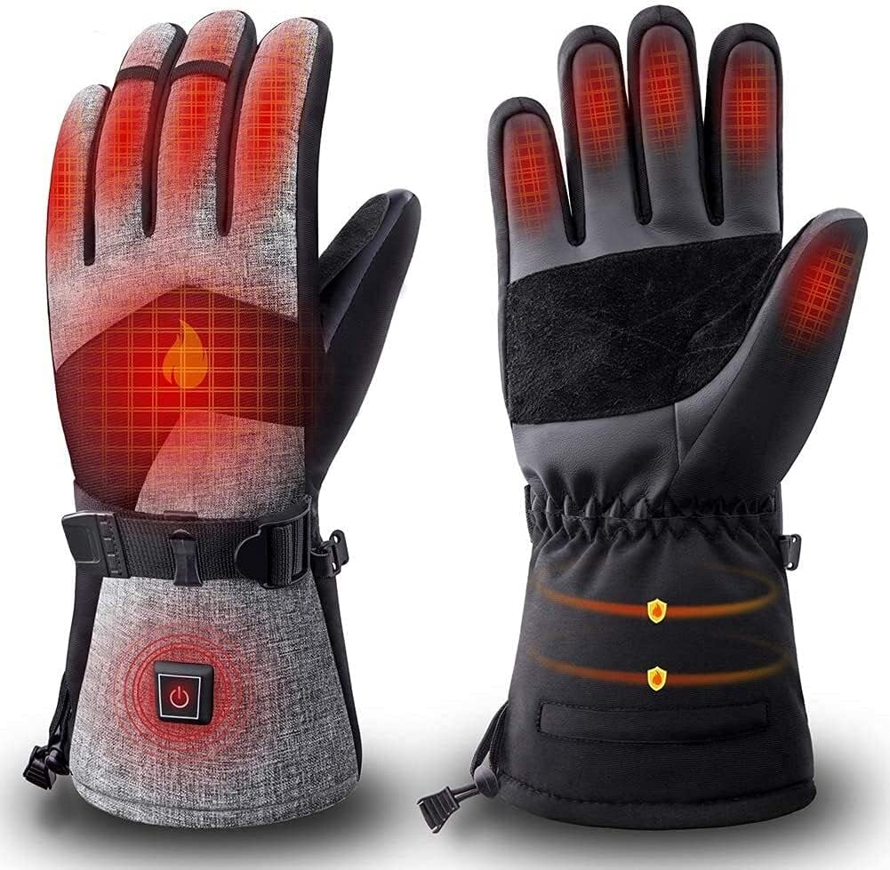 Qvzczvq Rechargeable Heated Gloves, Winter Heating Gloves Waterproof Touch Screen Suitable for Outdoor Sports Cycling Skiing Mountain Climbing Windproof Cold Warm