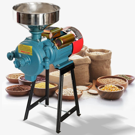 MOPHOTO Electric Grain Grinder Mill, Corn Grinder Mill Electric, Dry Cereals Rice Wheat Corn Mills with Funnel, 3000 W grain grinder mill powder machine 110 V