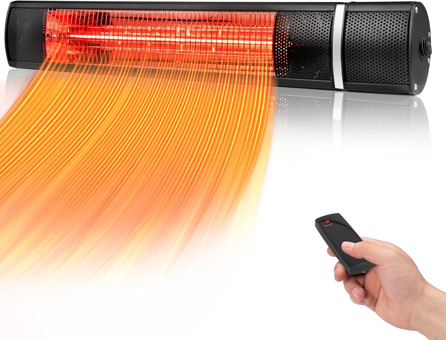 1500-Watt Wall Mounted Electric Infrared Patio Heater, Adjustable power 500/100/1500 Watts, Outdoor Use, Remote Control, IPX4