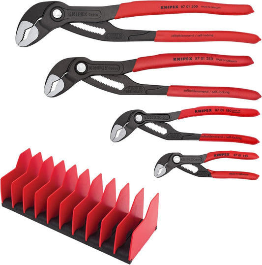 4 Pc Cobra Pliers Set w/ 10 Pc Tool Holder