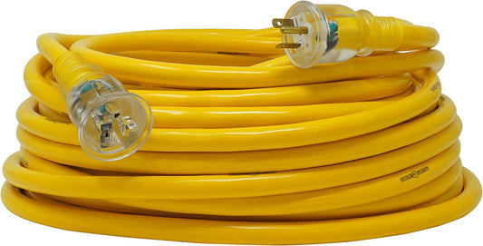 Southwire Yellow Jacket Super Heavy Duty Extension Cord - Outdoor Power Solution for Tools & Generators - 10 Gauge T-Blade Plug with Lighted End - 100 Foot