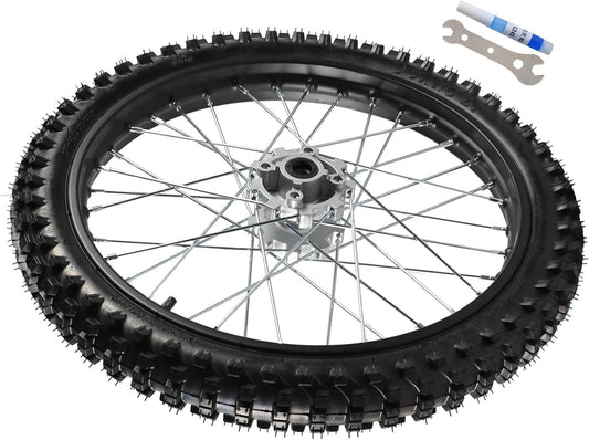70/100-19 Front Wheel and Tires 1.6x 19 inch Rim with 2.75/3.00-19 Tube & 15mm Bearing Assembly &250-3 Hubs & 9K Spokes for Motorcycle Motocross Pit Dirt Bikes Off Road 19 inch Tire SSR Apollo